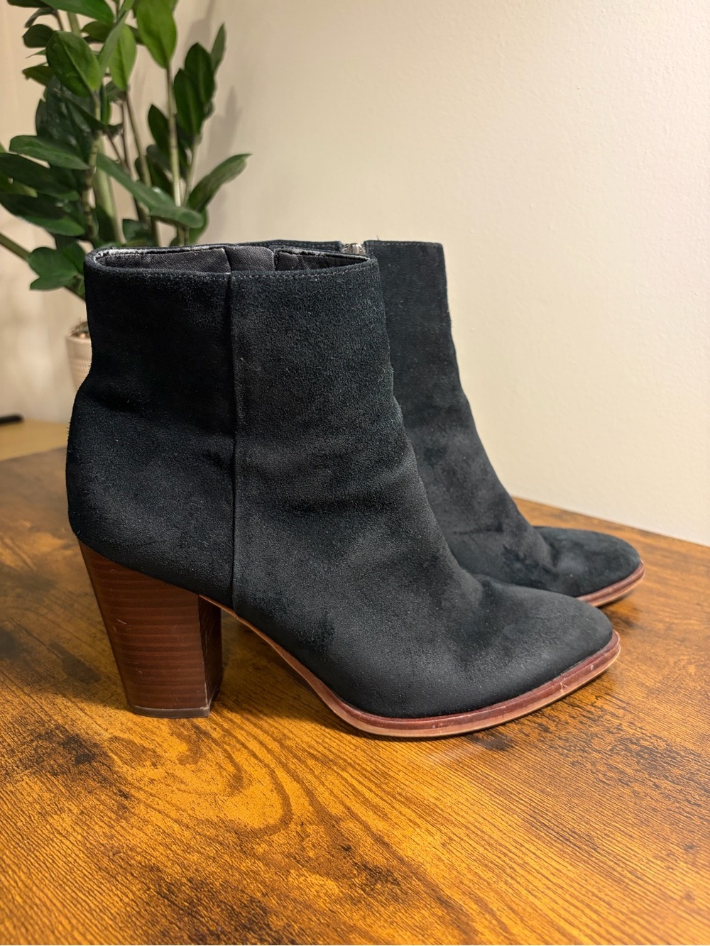 Sam Edelman Blake Black Suede Women’s Ankle Boots - Classic Block Heel - 8
